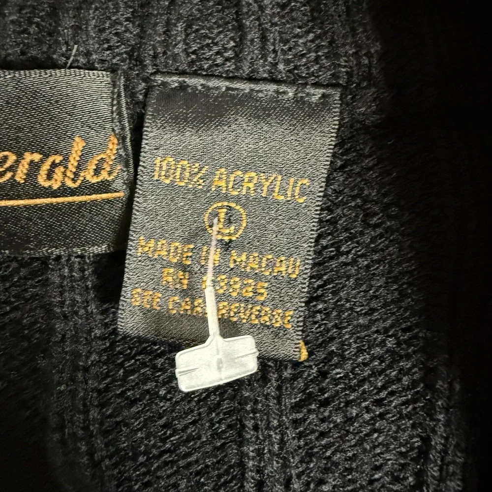 VINTAGE Michael Gerald‎ Cardigan Mens Black Size L Grandpa Sweater 90s
